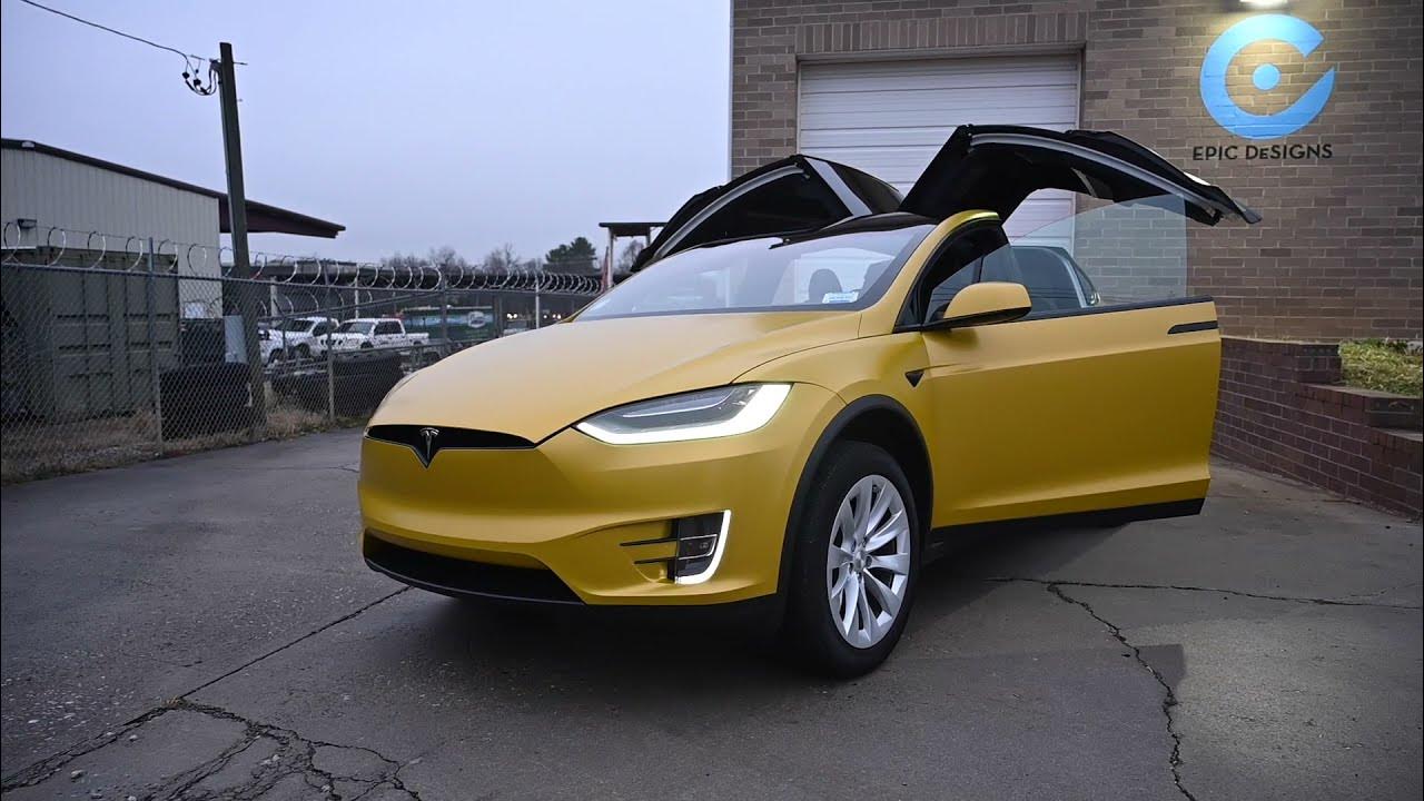 Tesla Model X Wrapped In Avery Satin Safari Gold - Youtube