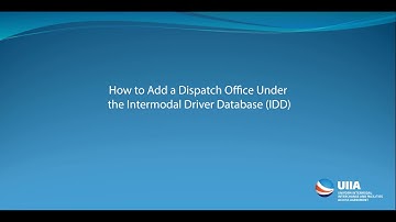 How to add a dispatch office under the Intermodal Driver Database (IDD)