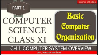 CBSE Computer Science class 11 | CS Class XI | CS Class 11 | Part 1| Basic Computer Organization