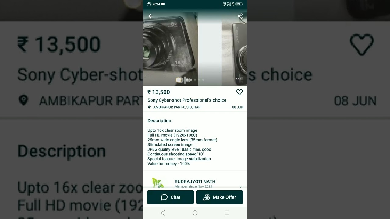 sony cyber professional camera lowest price today on olx add