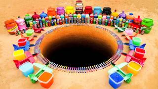 EXPERIMENT: Giant Rocket Eruption from Underground with Big Coca-Cola, Fanta, Pepsi & Mentos
