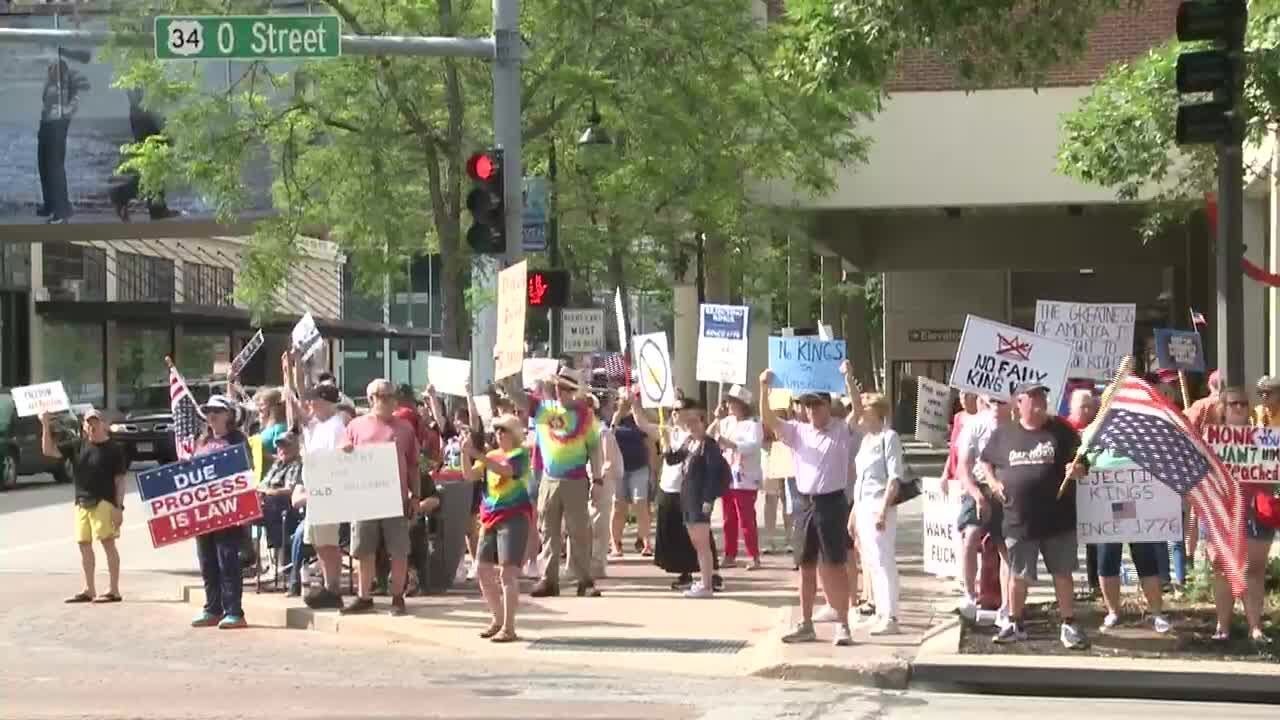 Downtown Lincoln Nebraskas No Kings Protest on Saturday, June 14, 2025