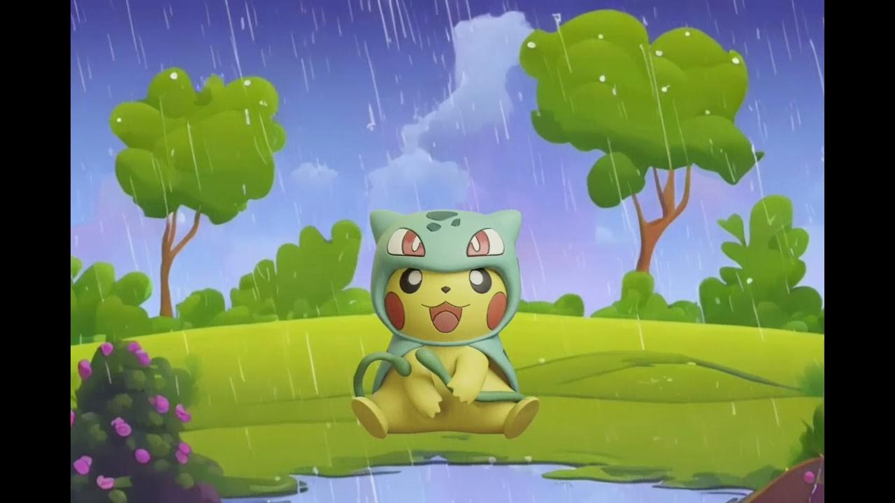ASMR Bulbasaur Poncho Pikach Light Rain Sounds for Sleep 😴 Meditation