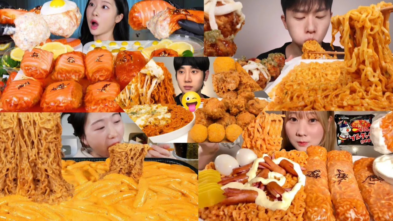 BEST OF NOODLES WRAPPED MUKBANG COMPILATION CHEESE NOODLES KOREAN BIG BITES