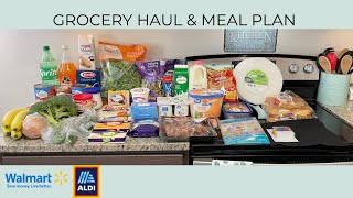 GROCERY HAUL \& MEAL PLAN | BUDGET FRIENDLY | WALMART GROCERY PICKUP | ALDI | FAMILY OF TWO