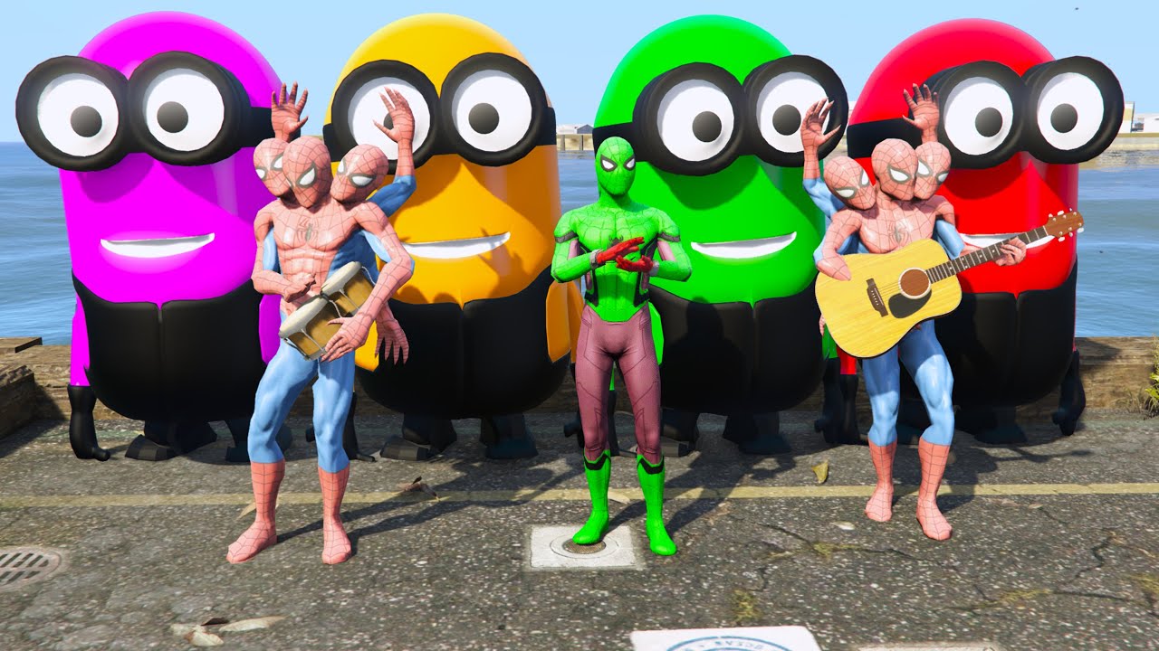 GTA 5 Epic Ragdolls | RED SPIDERMAN VS RED MINION VS GREEN MINION (Euphoria Physics/Funny Fails) #32