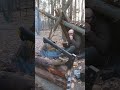 Built a shelter and spent the night in the woods made sausage in batter over a campfire  #bushcraft