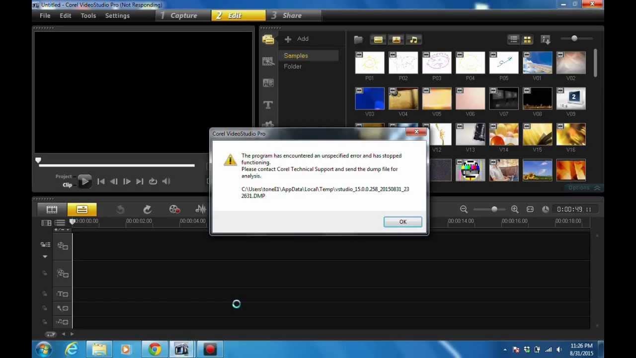 corel videostudio premium x5 error 1935