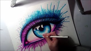 Semi Realistic Eye Watercolor and Marker Painting Time Lapse Painting by Carissa Rose