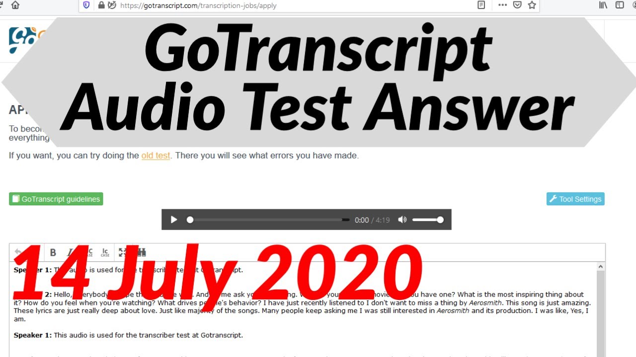 GoTranscript Audio Test Answers 14 July 2020