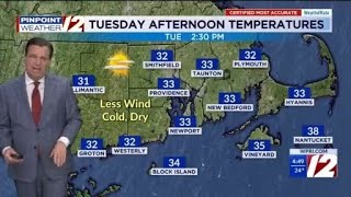 WPRI 12 Weather Forecast 12/15/25 Very Cold Tonight Thru Tuesday