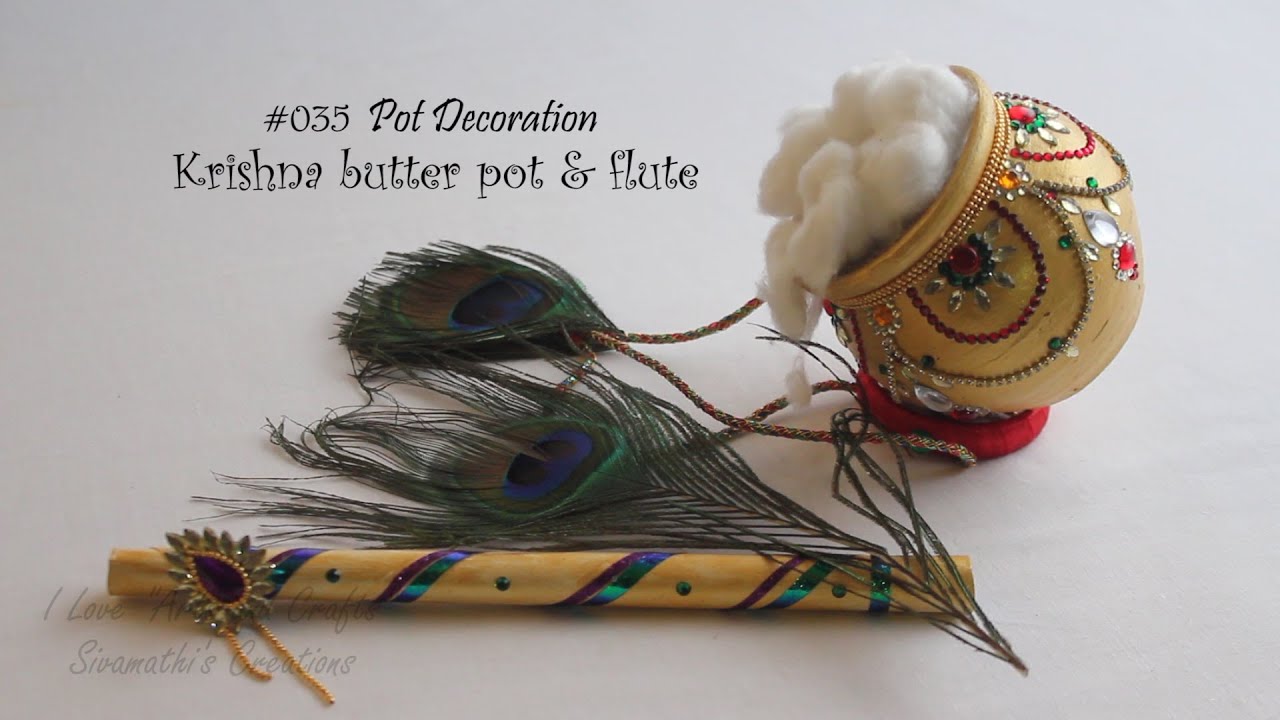Krishna's Hanging Butter Pot and Krishna Paper Flute Krishna Jayanthi