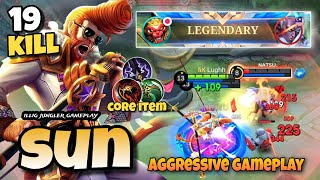 Mobile Legends - 19 Kill Aggressive Gameplay Sun Jungler | Best Set Emblem &amp; Build