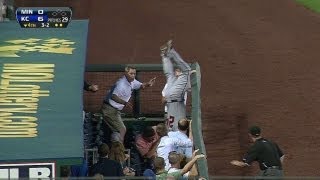 Plouffe tumbles over railing after foul pop screenshot 2