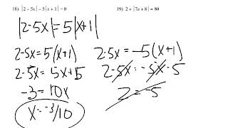 Math 1650 Final Exam Review - Comprehensive - #18, 19 - Absolute Value Equations