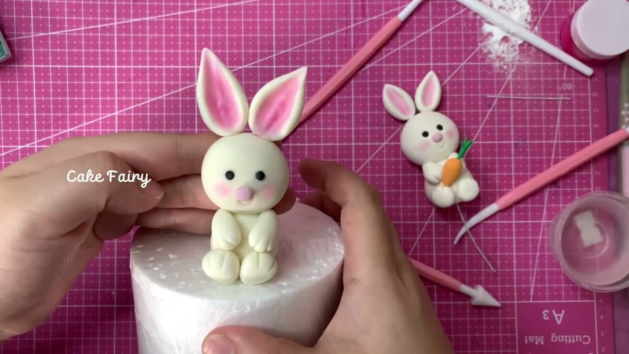 How to make fondant bunny cake topper..