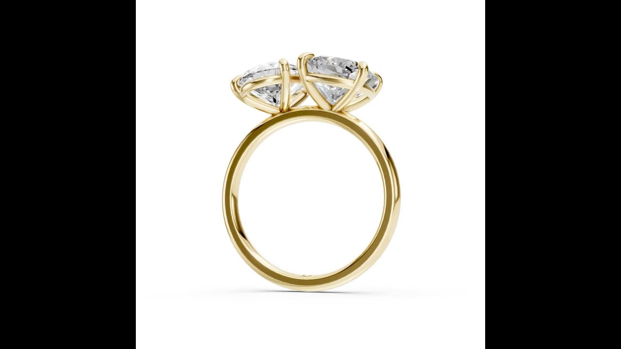 Toi et Moi Pear And Cushion Cut Engagement Ring