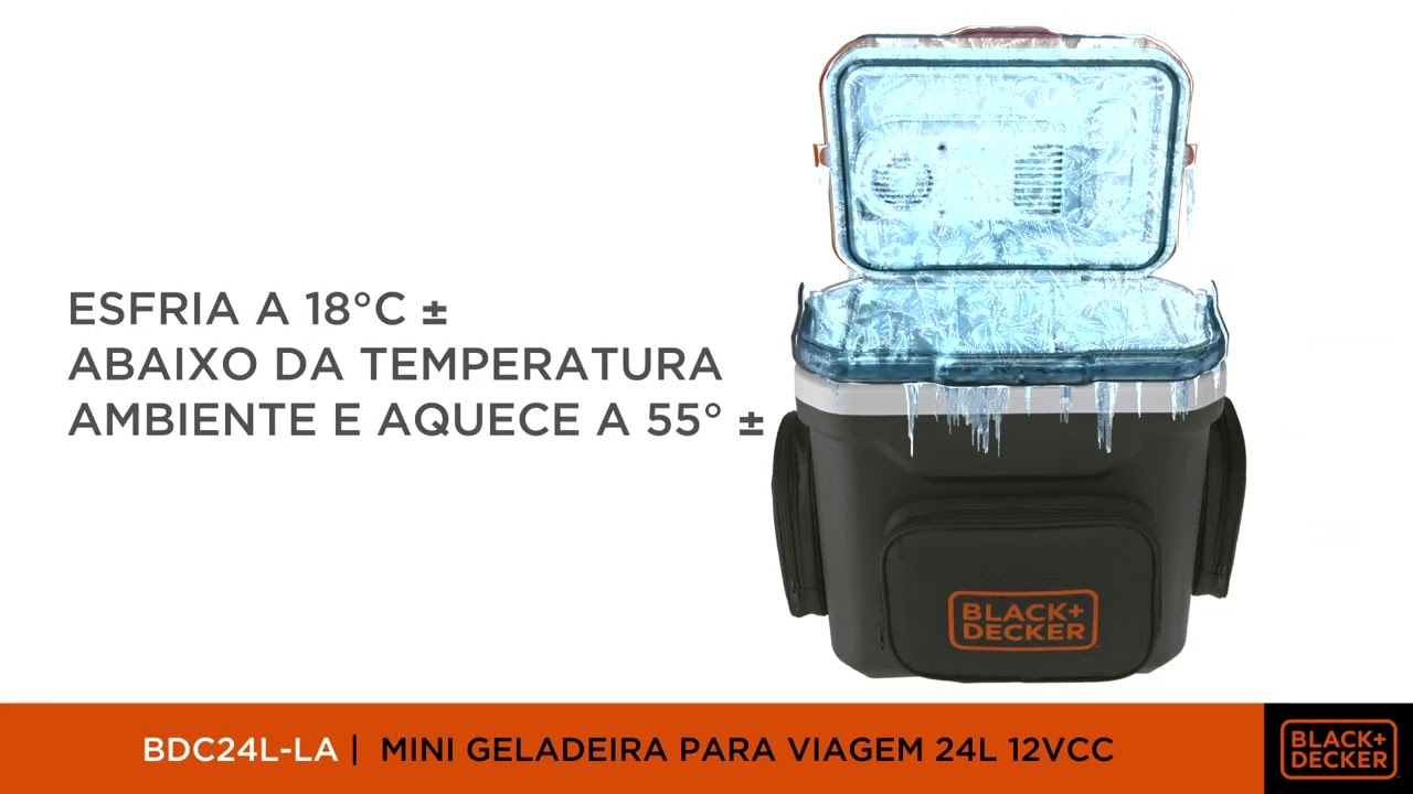 Mini Geladeira Veicular Portátil Black + Decker 24 Litros 12V Refrigera e Aquece