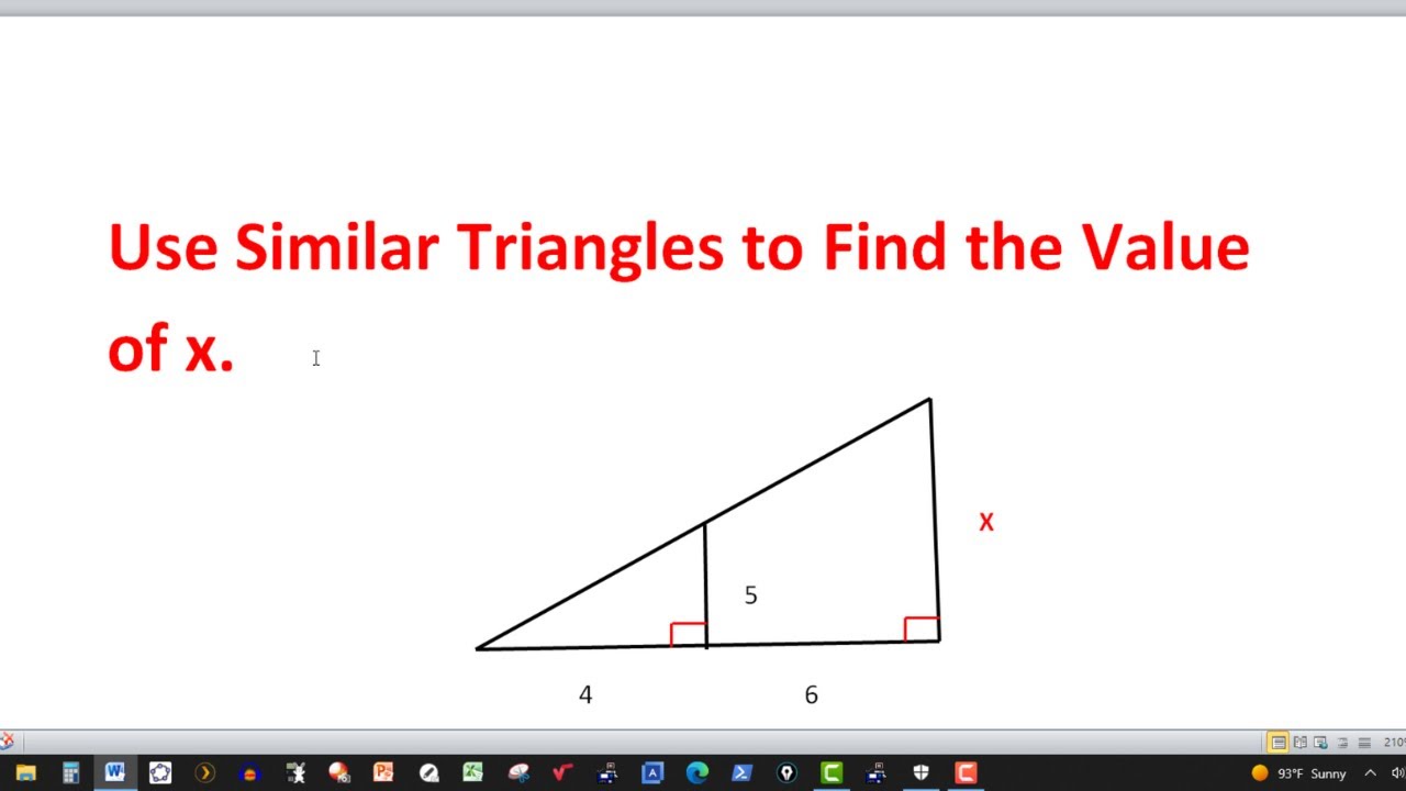 Use Similar Triangles To Find The Value Of X YouTube Use Similar Triangles To Find The Value Of X YouTube