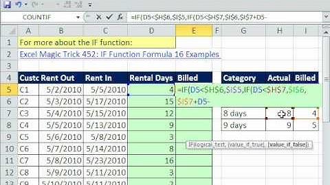 Excel Magic Trick 590: Nested IF function Convert From Actual Days to Billed Days
