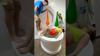My Twin Brothers Tricked Me With Balloon Prank In The Worlds Largest Toilet Pool #Shorts