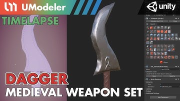3D Modeling in Unity - Timelapse of Modeling & Unwrapping a Dagger of Medieval Weapon Set