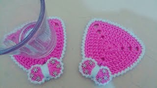 قاعدة أكواب بالكروشي على شكل مثلث راقية زينة رمضان crochet sous-verre triangle