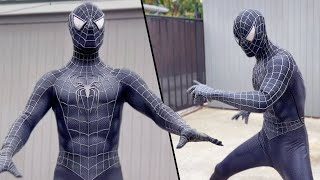 SPIDER-MAN Black Suit Movie Costume! - Perfect Replica Symbiote Venom Tobey Maguire