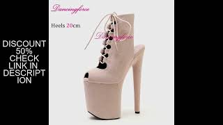 20Cm8Inches Y Pole Dance Shoes Women Catwalk Nightclub Strip Gladiator Sandals Lace-Up Lady Sued