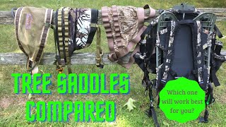 Tree Saddle Comparison: Tethrd Phantom, Aero Hunter Flex, Trophyline Ambush Pro, & JX3 Hybrid