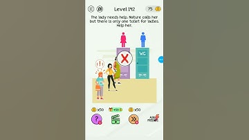 Braindom level 142||the lady needs help||tricky puzzle
