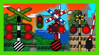 Funny Railroad Crossings Gate and Signs Animation Train Showcase