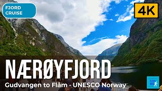 Nærøyfjord 4K — Silent Electric Boat Cruise, UNESCO Fjord Norway