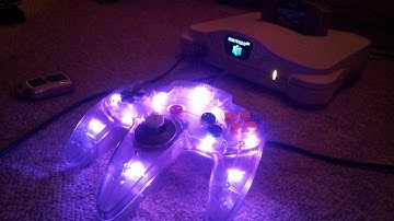 Extreme 10 LED Nintendo 64 controller mod. Purple N64 controller pad mod.