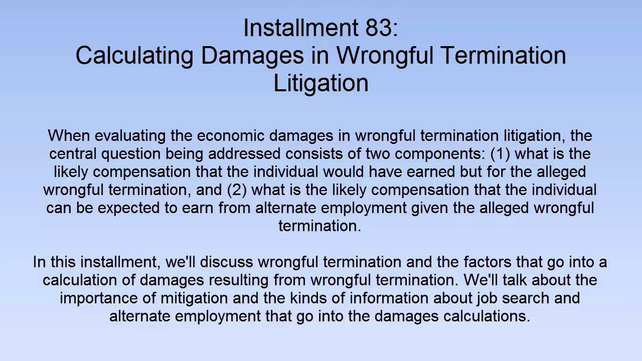 Calculation of compensation for dismissal Calculation of compensation for dismissal