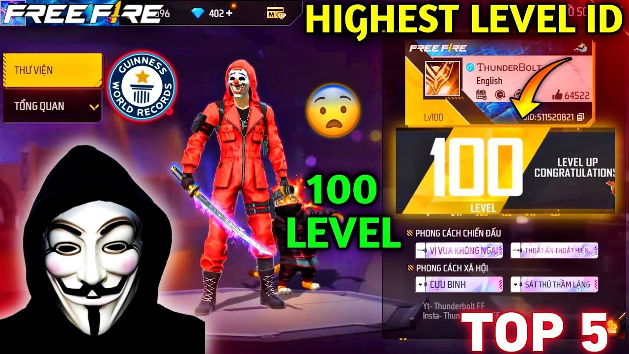 TOP 5 RARE I'D IN FREE FIRE 😱 FREE FIRE KI 5 SABSE AJEEB ID 100 LEVEL I'D IN FREE FIRE YouTube