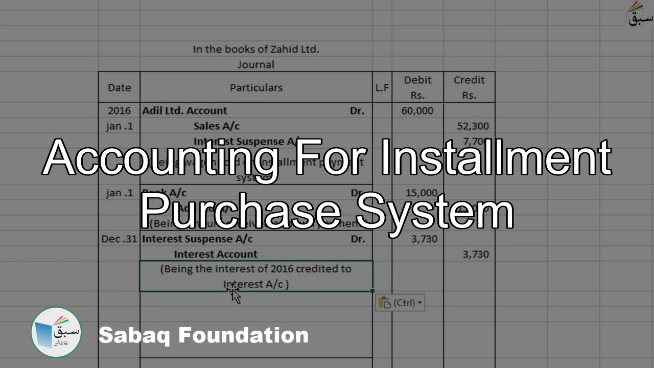 Accounting For Installment Purchase System, Accounting Lecture | Sabaq.pk