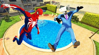 GTA 5 SPIDERMAN & Skibidi Toilet Team Pool Fails (Jumps, Euphoria physics & Ragdolls)