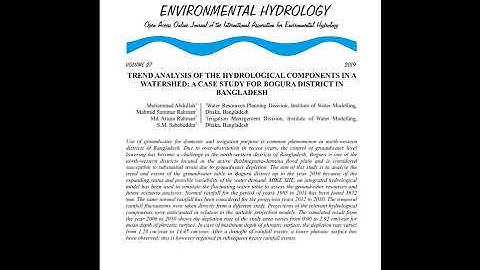 TREND ANALYSIS OF THE HYDROLOGICAL COMPONENTS IN A WATERSHED:  BOGURA DISTRICT IN BANGLADESH