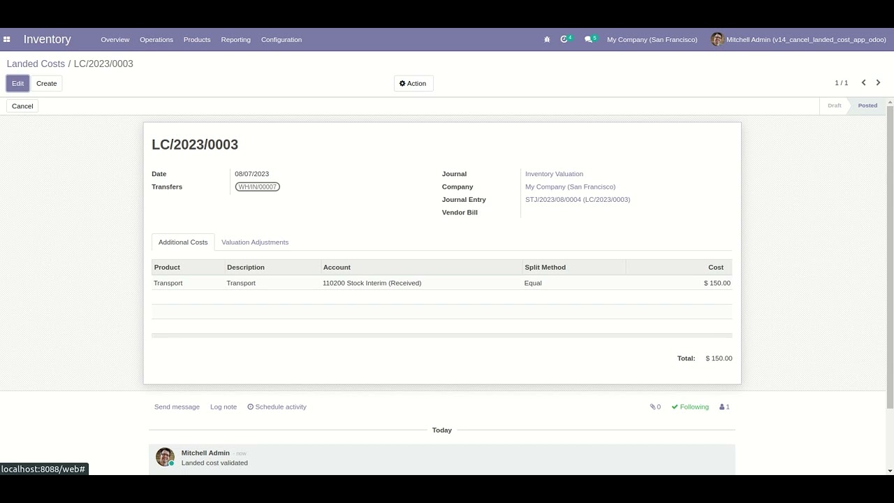 Cancel Landed Cost Odoo App - YouTube