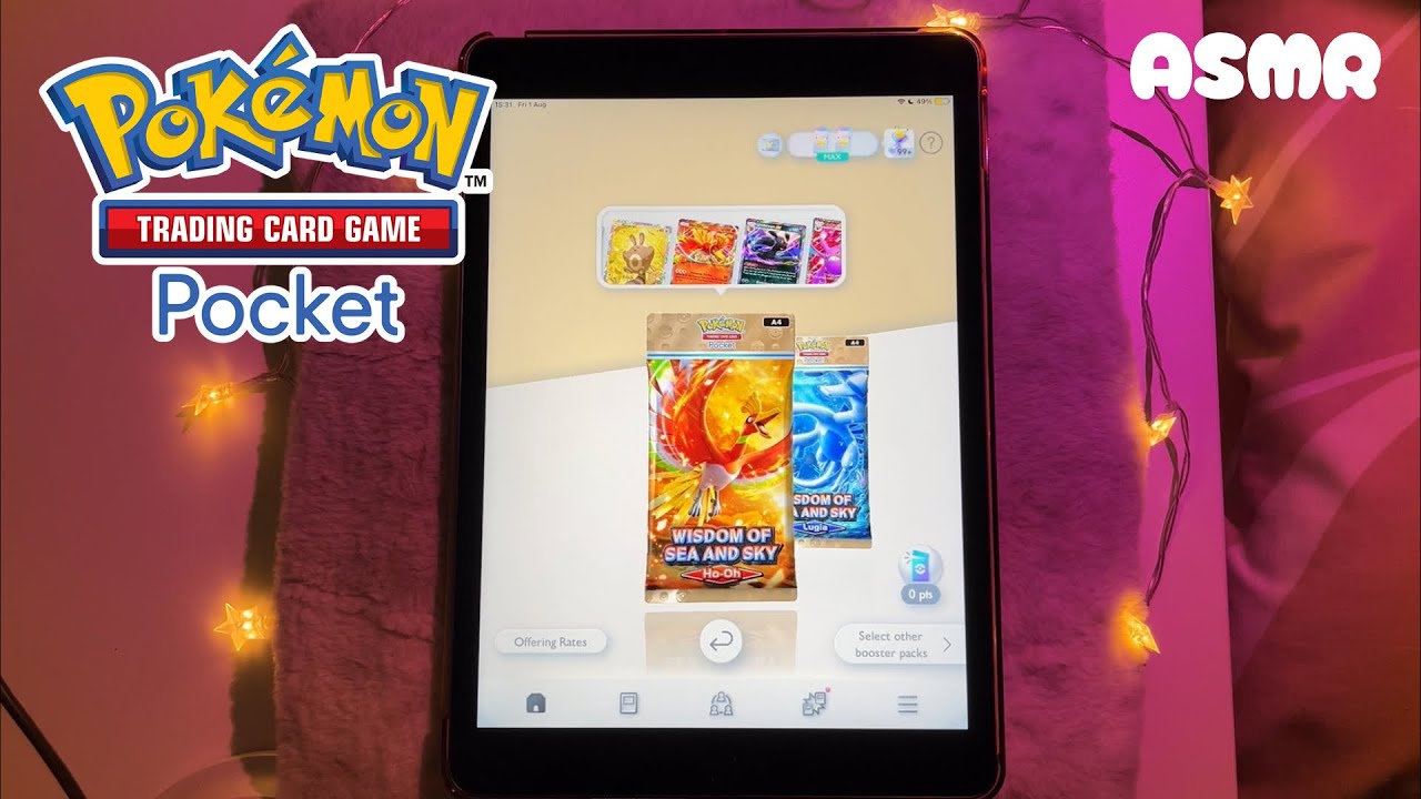 ASMR Pokémon TCGP Whispered Gameplay🌟 Opening Wisdom of Sea and Sky Packs