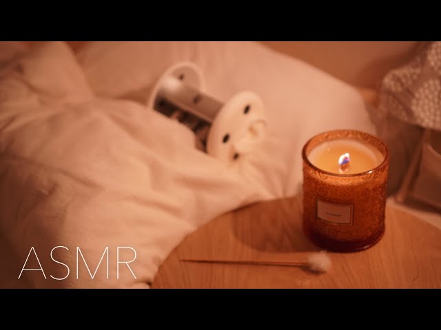 ASMR １時間以内に眠りに誘う耳かき👂焚火のようなキャンドルを添えて/Ear Cleaning On The Bed  and Relax Candle Sound🕯睡眠導入asmr