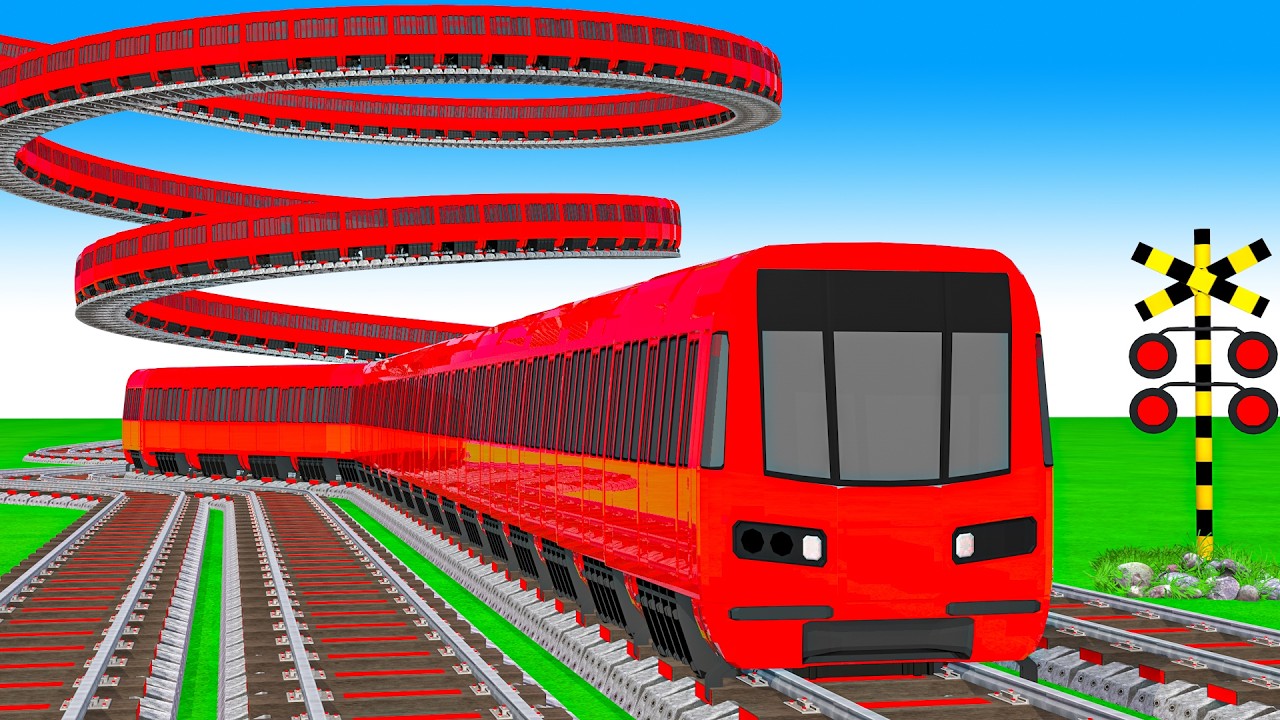 【踏切アニメ】複雑な電車 5 Trains 2026 Climbing Pynamid 🚦 Fumikiri 3D Railroad Crossing Animation #1 #1million