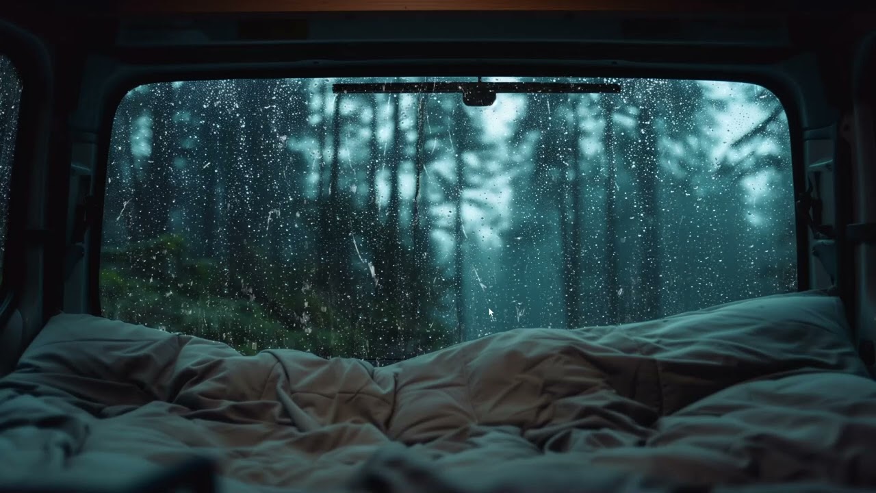 10 Hours 🌧 Cozy Van During Night Rain – Relaxing RAIN Sounds