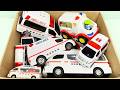 箱から救急車のミニカーをたくさん出して走らせます！☆ I'm going to take a bunch of toy ambulances out of the box and race them!