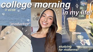 PRODUCTIVE COLLEGE MORNING IN MY LIFE!  skincare, studying for midterms, reading, grwm, beach, etc