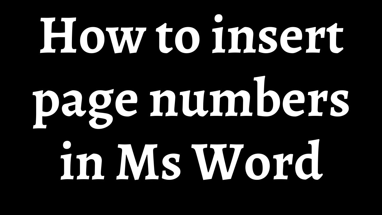 How to insert page numbers / how to add page numbers / Microsoft word 2010. - YouTube