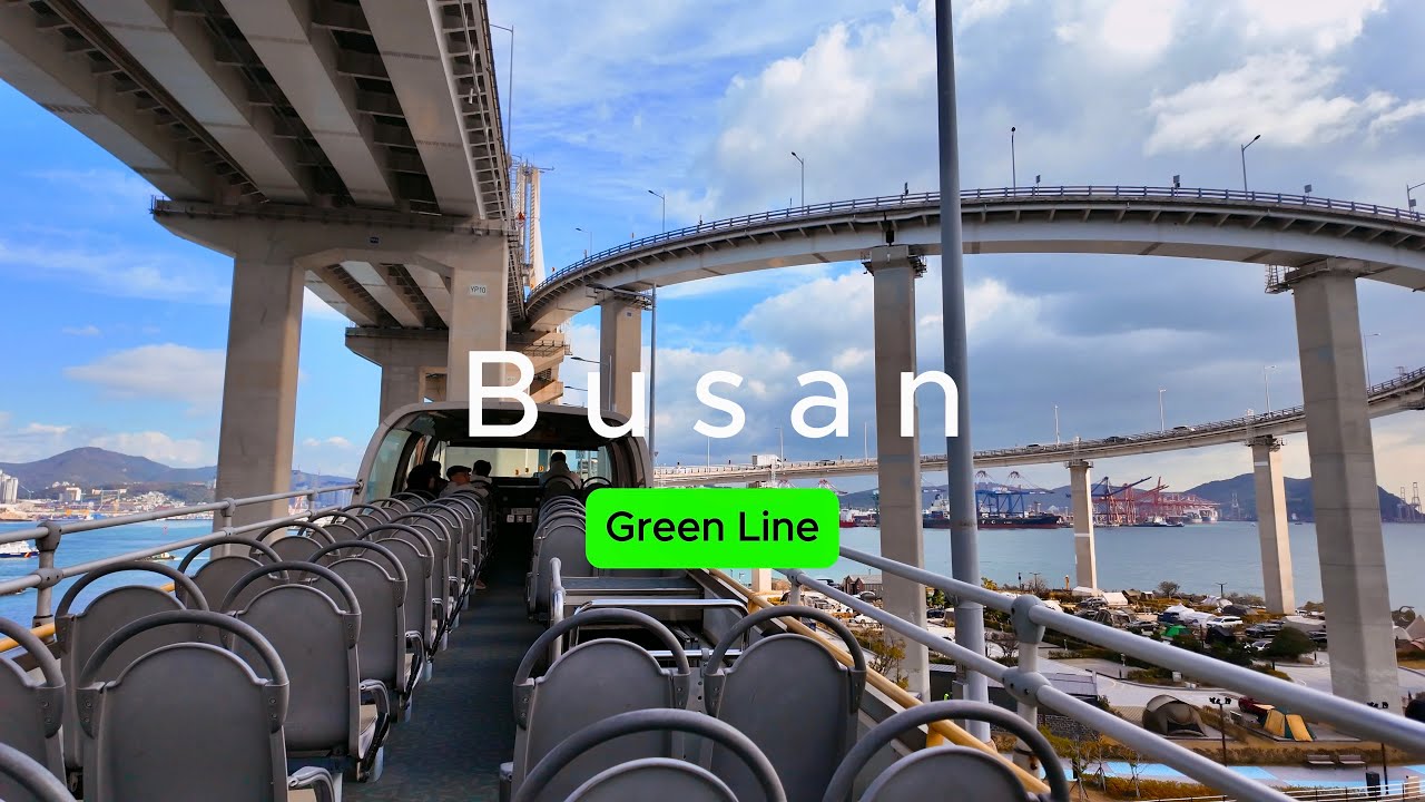 [4K] Экскурсионный автобус по Пусану, зеленая линия, полный курс вождения