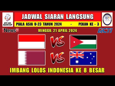 Jadwal Siaran Langsung Piala Asia U23 Hari Ini Minggu 21 April 2024 ~ INDONESIA vs JORDAN