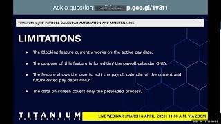 Objectives and Demo of the Payroll Calendar Maintenance Facility